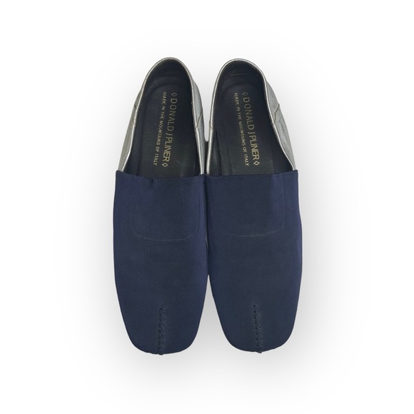 Donald J Pliner® ༄ Audra Leather Espadrille Flats ༄ Navy + White Metallic ༄ 9.5M - Picture 9 of 16